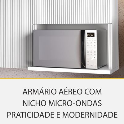 Cozinha Completa Rainha 100% MDF 12 Portas 8 Gavetas Branca e Nature