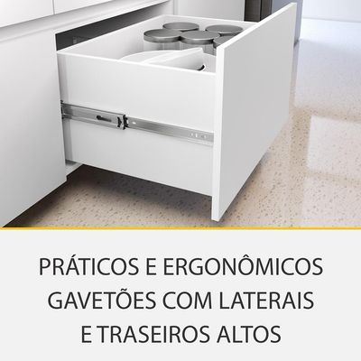 Cozinha Completa Rainha 100% MDF 12 Portas 8 Gavetas Branca e Nature