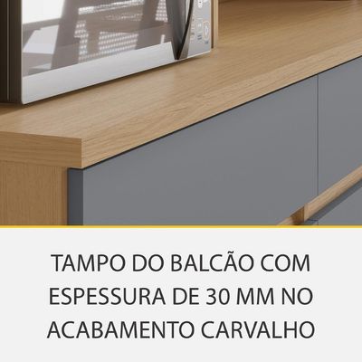 Cozinha Completa 100% MDF Realeza Premium 8 Portas 4 Gavetas Titânio e Carvalho
