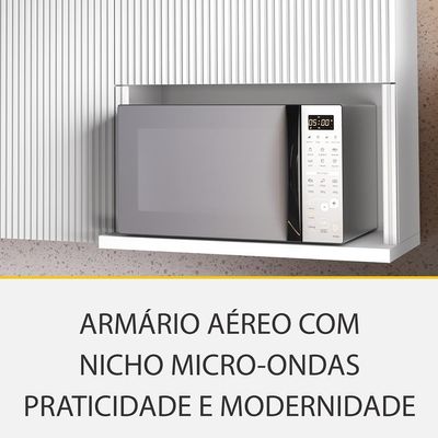 Cozinha Compacta Rainha 100% MDF 9 Portas 7 Gavetas Branca e Nature