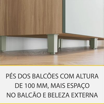 Cozinha Completa Marquesa com Ilha 100% MDF 7 Portas 8 Gavetas Verde e Nature