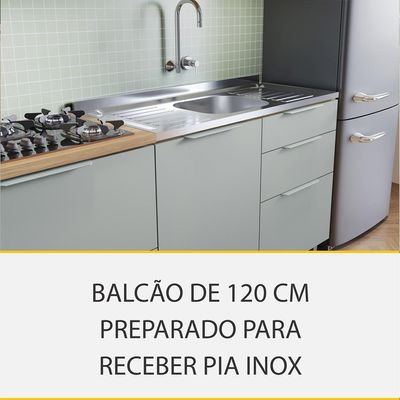 Cozinha Completa Marquesa com Ilha 100% MDF 7 Portas 8 Gavetas Verde e Nature