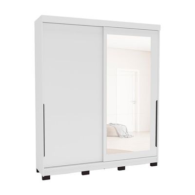 Guarda-Roupa Casal com Espelho Madrid 2 Portas 2 Gavetas Branco