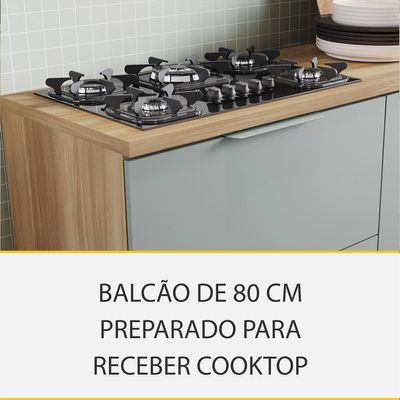 Cozinha Completa Marquesa com Ilha 100% MDF 7 Portas 8 Gavetas Verde e Nature