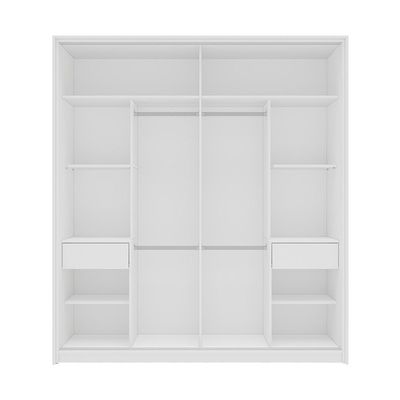 Guarda-Roupa Casal com Espelho Madrid 2 Portas 2 Gavetas Branco