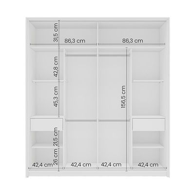 Guarda-Roupa Casal com Espelho Madrid 2 Portas 2 Gavetas Branco
