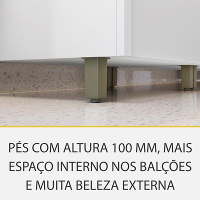 Cozinha Compacta Rainha 100% MDF 4 Portas 5 Gavetas Branca e Nature