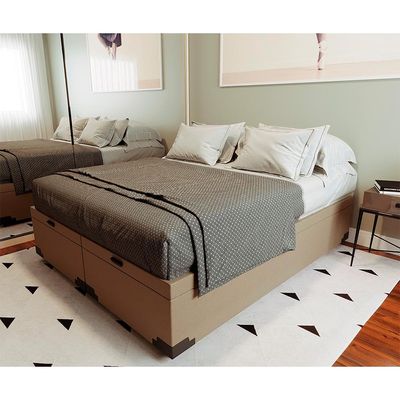 Base para Cama Box King Martin com Baú (47x193x203 ) Suede Bege