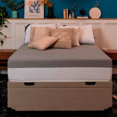 Base para Cama Box King Martin com Baú (47x193x203 ) Linho Bege