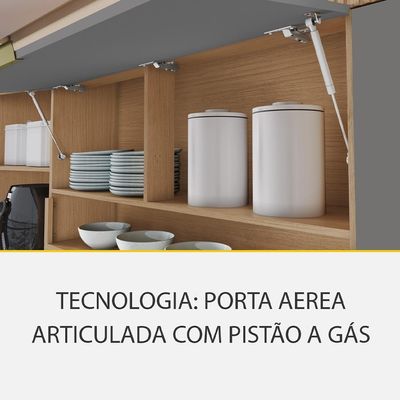 Cozinha Compacta 100% MDF Realeza Premium 7 Portas 3 Gavetas Titânio e Carvalho