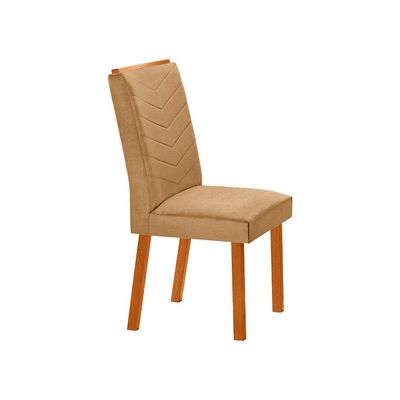 Conjunto de Mesa Retangular com Tampo MDF Ayla e 6 Cadeiras Turquesa Linho Bege e Amadeirado 180 cm