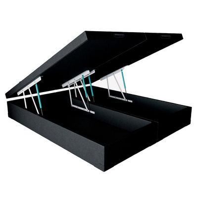 Base para Cama Box  King Martin com Baú (47x193x203 ) Revestimento Sintético Preta