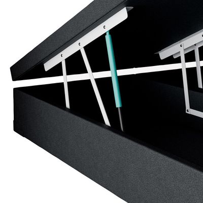 Base para Cama Box  King Martin com Baú (47x193x203 ) Revestimento Sintético Preta