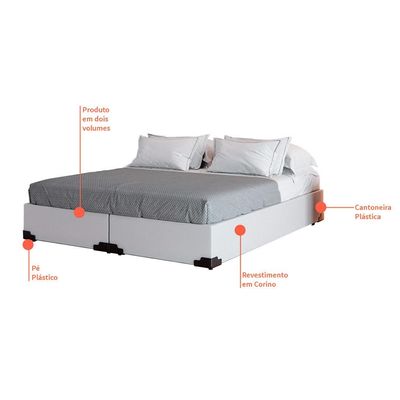 Base para Cama Box King Joe (36x193x203 ) Revestimento Sintético Branca