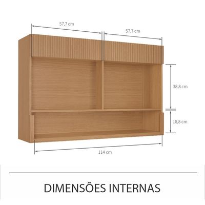 Armário Aéreo Realeza Premium com Vidro Reflecta 1 Porta Carvalho