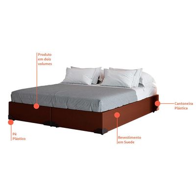 Base para Cama Box King Joe (36x193x203 ) Suede Marrom