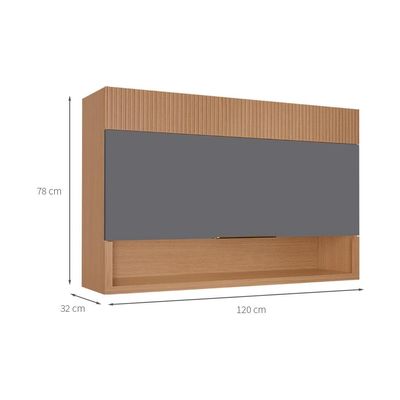 Armário Aéreo Realeza Premium 1 Porta Carvalho e Titânio