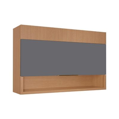 Armário Aéreo Realeza Premium 1 Porta Carvalho e Titânio