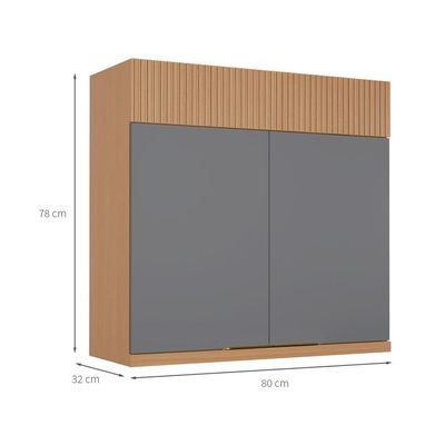Armário Aéreo Realeza Premium 2 Portas Carvalho e Titânio