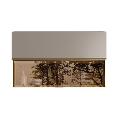 Armário Aéreo com Vidro Reflecta Proença 2 Portas Bege e Nogueira 120 cm