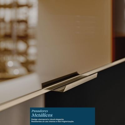 Armário Aéreo com Vidro Reflecta Proença 2 Portas Bege e Nogueira 60 cm