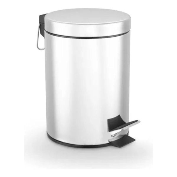 Lixeira Inox Redonda Multiuso 3 Litros com Pedal e Cesto Interno