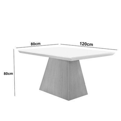 Mesa para Sala de Jantar Aida 120cm em MDF com Vidro Off