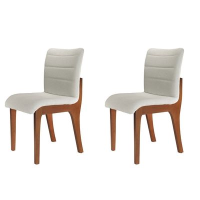 Conjunto com 2 Cadeiras Bella em Madeira Maciça Mobillare Imbuia/Linho ColeÃ§Ã£o