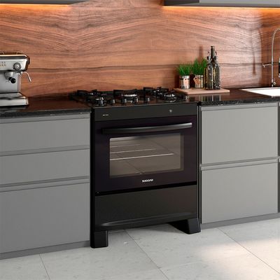 Fogão de Piso 5 Bocas Neo Max Com Mesa de Vidro Suggar Preto / Bivolt