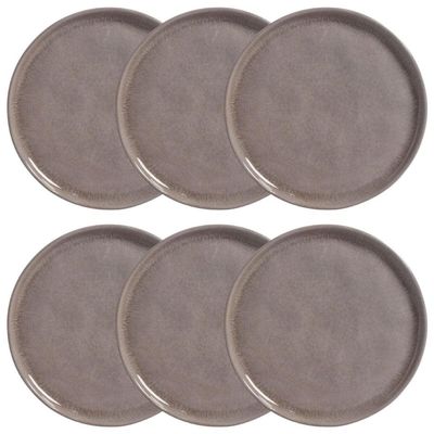 Conjunto 6 Pratos Para Sobremesa Bio Shimeji 21cm Cinza Porto Brasil Cerâmica Mesa Posta