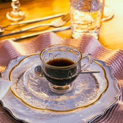 Jogo 36 Xícaras com Pires Cristal Fio Ouro 80ml New Butterfly Recepção Clínica Café Chá