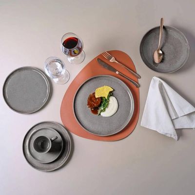 Prato para Sobremesa 21,5cm Cinza Bio Shimeji Porto Brasil Cerâmica Stoneware