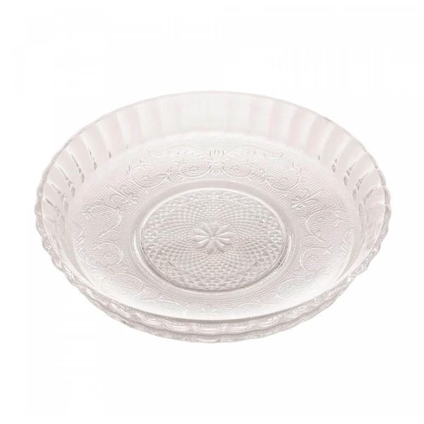 Prato para Bolo Lyor Angel 30x6cm Vidro Travessa Alta Redonda para Servir Decorar