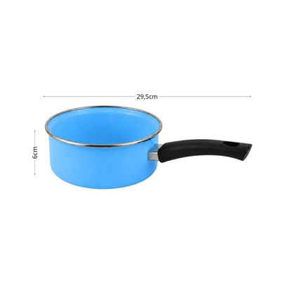 Panela Papeiro Esmaltado Azul Bebê 800ml Cabo em Baquelite Panelinha Metallouça