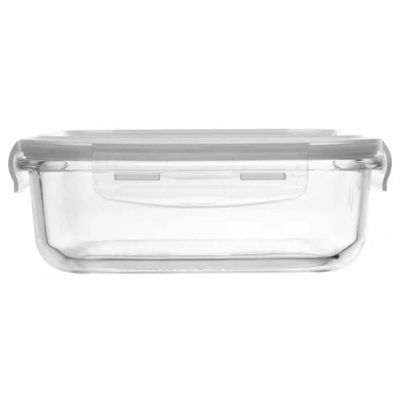 Jogo 6 Potes Herméticos Vidro com Tampa 640ml Lyor Transparente 17cm Retangular Cozinha