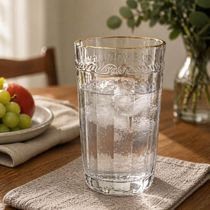 Jogo 24 Copos de Cristal com Fio de Ouro Alto Imperial 370ml Lyor Servir Suco Água