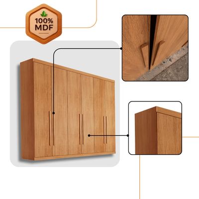 Guarda Roupa Casal Encanto 100% MDF 6 Portas e 4 Gavetas Rufato Naturalle