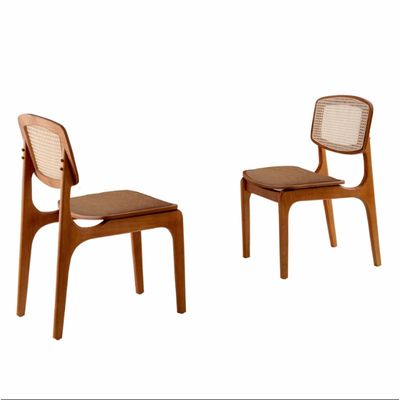 Conjunto com 2 cadeiras Malta Premium em Madeira Maciça para Sala de Jantar Moderna Mobília Star Caramelo Imbuia
