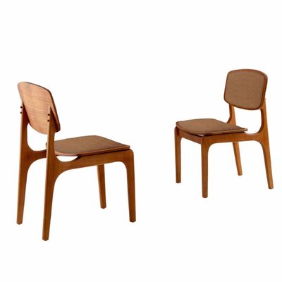 Conjunto com 2 cadeiras Malta em Madeira Maciça para Sala de Jantar Moderna Mobília Star Caramelo Imbuia