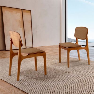 Conjunto com 2 cadeiras Malta em Madeira Maciça para Sala de Jantar Moderna Mobília Star Caramelo Imbuia