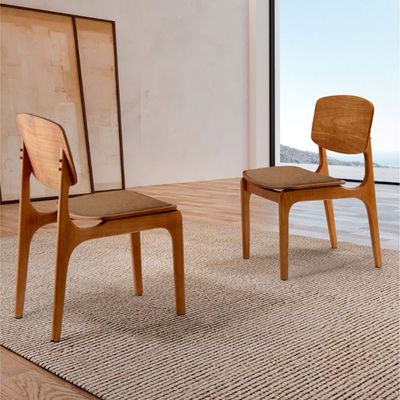 Conjunto com 2 cadeiras Malta Gold em Madeira Maciça para Sala de Jantar Moderna Mobília Star Caramelo Imbuia
