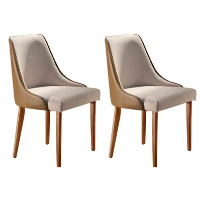Conjunto com 2 Cadeiras Esmeralda em Madeira Maciça para Sala de jantar - Moderna Star Caramelo/ Turim Imbuia