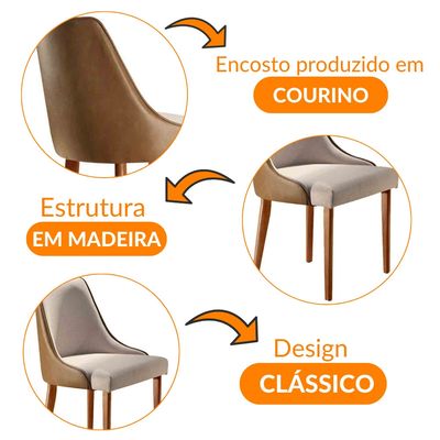 Conjunto com 2 Cadeiras Esmeralda em Madeira Maciça para Sala de jantar - Moderna Star Caramelo/ Turim Imbuia