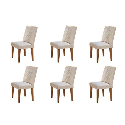 Conjunto Com 6 Cadeiras Para Sala de Jantar Liz Rufato Imbuia/Veludo Creme