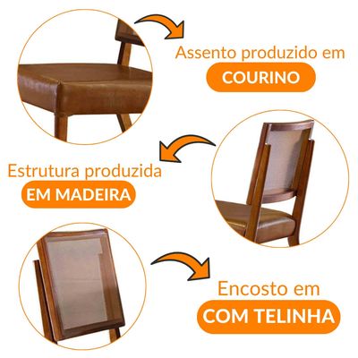 Conjunto com 2 Cadeiras Aila em Madeira Maciça para Sala de Jantar Mobillare Star Caramelo Imbuia