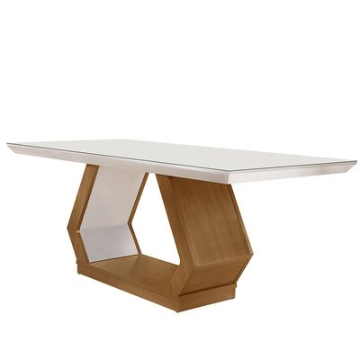 Mesa para Sala de Jantar Lara 180cm Em MDF e Vidro Off