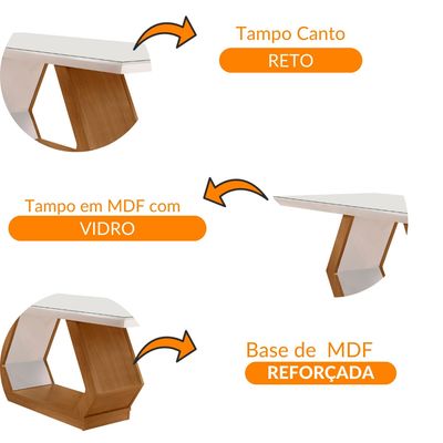 Mesa para Sala de Jantar Lara 180cm Em MDF e Vidro Off