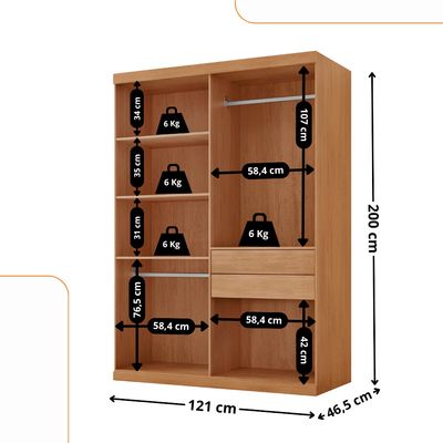 Guarda Roupa Solteiro Hera 4 Portas MDF Rufato Naturalle