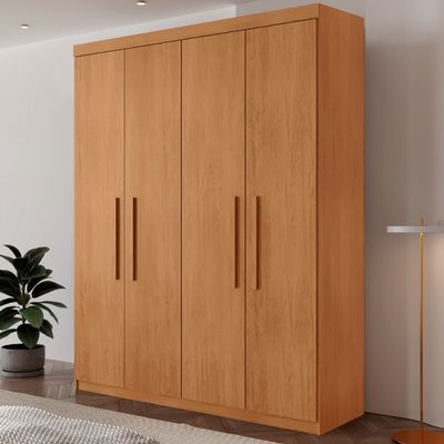 Guarda Roupa Solteiro Hera 4 Portas MDF Rufato Naturalle