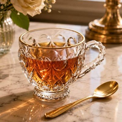 Jogo 12 Pçs Xícaras de Café 80ml e Colherinhas Inox Dourado Lyor Atendimento Recepção